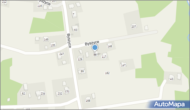 Byszyce, Byszyce, 66, mapa Byszyce