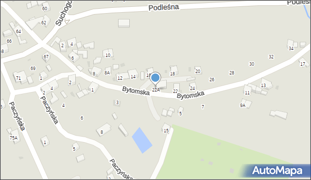 Bytom, Bytomska, 22A, mapa Bytomia