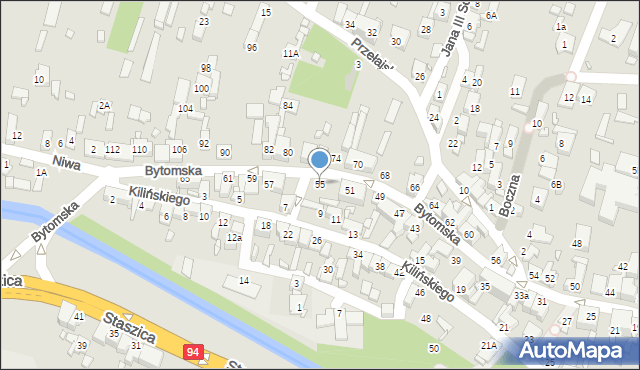 Czeladź, Bytomska, 55, mapa Czeladź