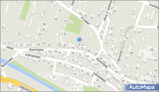 Czeladź, Bytomska, 72, mapa Czeladź