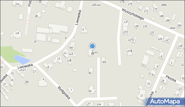 Częstochowa, Bydgoska, 9E, mapa Częstochowy