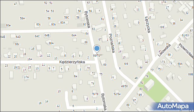 Częstochowa, Bytomska, 69/71, mapa Częstochowy