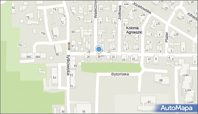 Katowice, Bytomska, 26, mapa Katowic