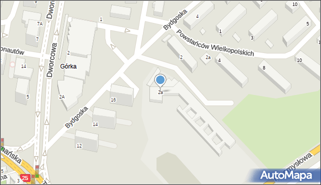 Konin, Bydgoska, 2a, mapa Konina