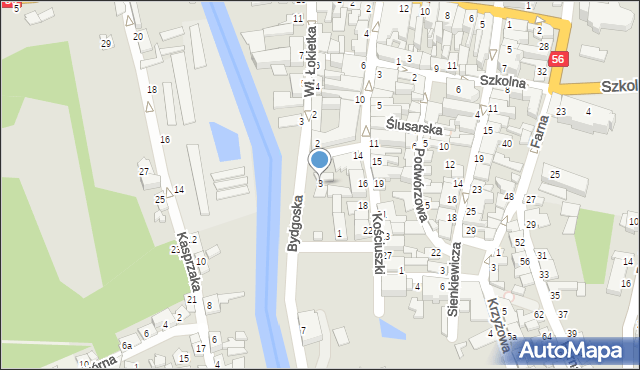 Koronowo, Bydgoska, 3, mapa Koronowo