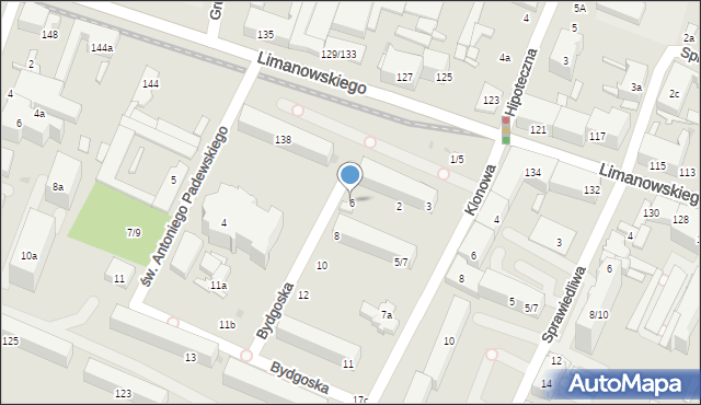 Łódź, Bydgoska, 6, mapa Łodzi