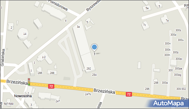 Łódź, Byszewska, 3, mapa Łodzi