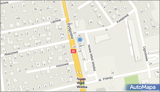Nowa Wieś Wielka, Bydgoska, 14d, mapa Nowa Wieś Wielka