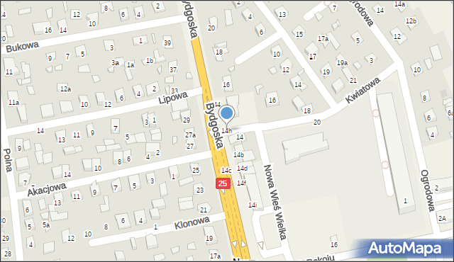 Nowa Wieś Wielka, Bydgoska, 14h, mapa Nowa Wieś Wielka