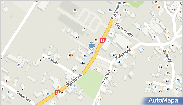 Nowe, Bydgoska, 26, mapa Nowe