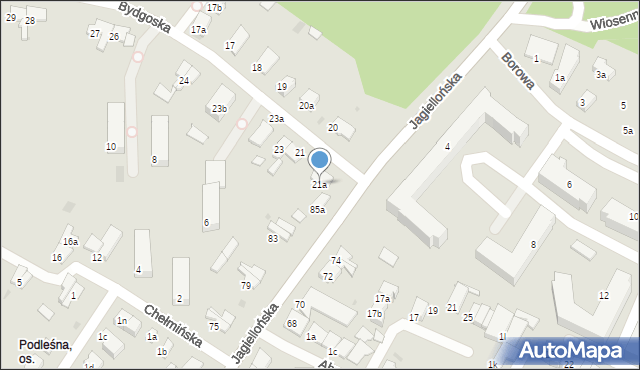 Olsztyn, Bydgoska, 21a, mapa Olsztyna