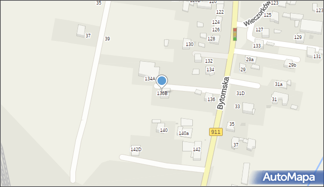 Orzech, Bytomska, 136B, mapa Orzech