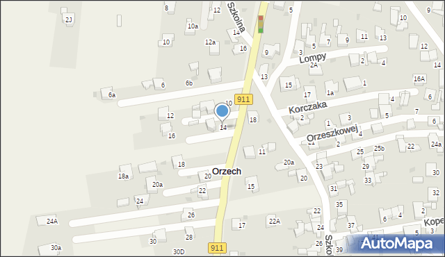 Orzech, Bytomska, 14, mapa Orzech
