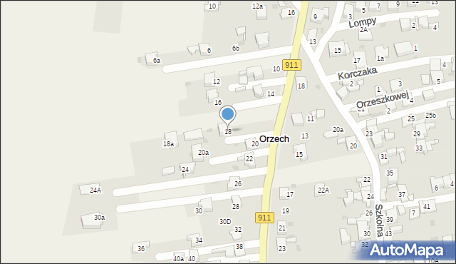 Orzech, Bytomska, 18, mapa Orzech