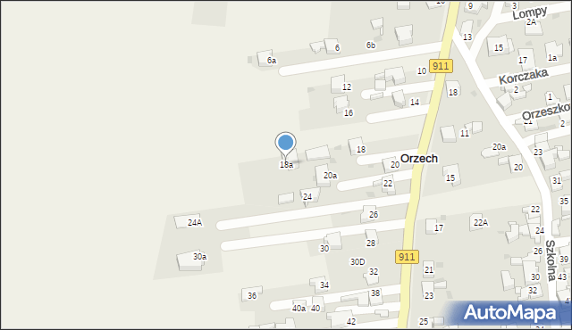 Orzech, Bytomska, 18a, mapa Orzech