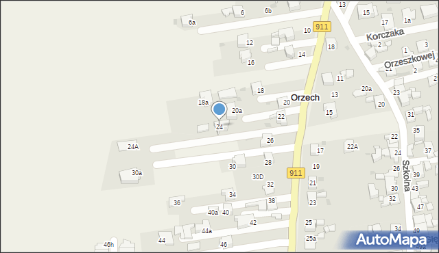 Orzech, Bytomska, 24, mapa Orzech