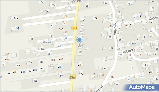 Orzech, Bytomska, 25, mapa Orzech