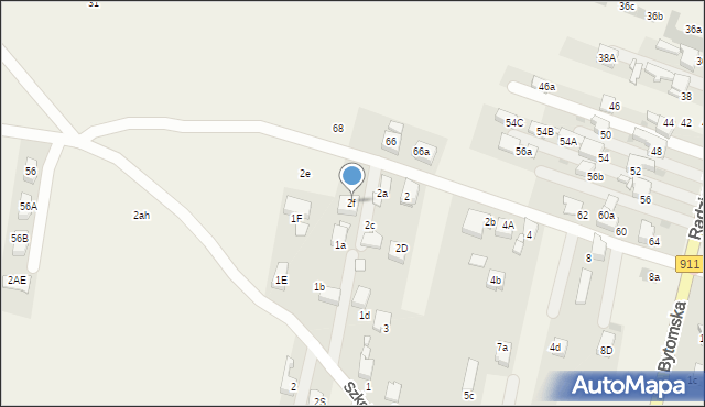 Orzech, Bytomska, 2f, mapa Orzech