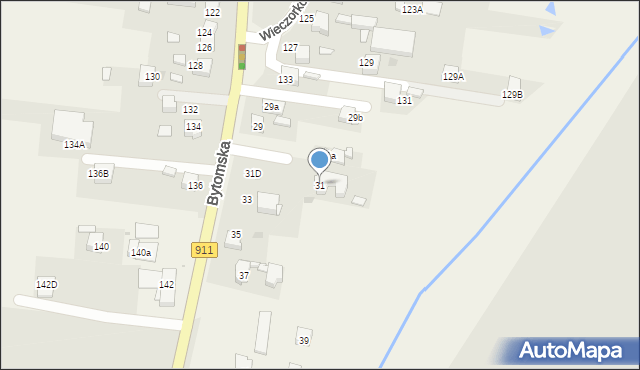 Orzech, Bytomska, 31, mapa Orzech