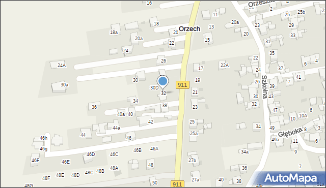 Orzech, Bytomska, 32, mapa Orzech