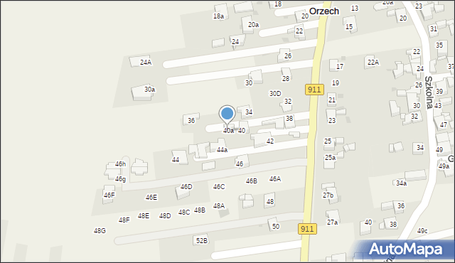Orzech, Bytomska, 40a, mapa Orzech