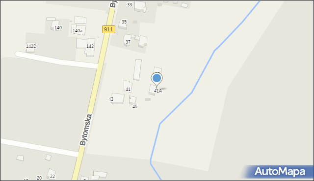 Orzech, Bytomska, 41A, mapa Orzech