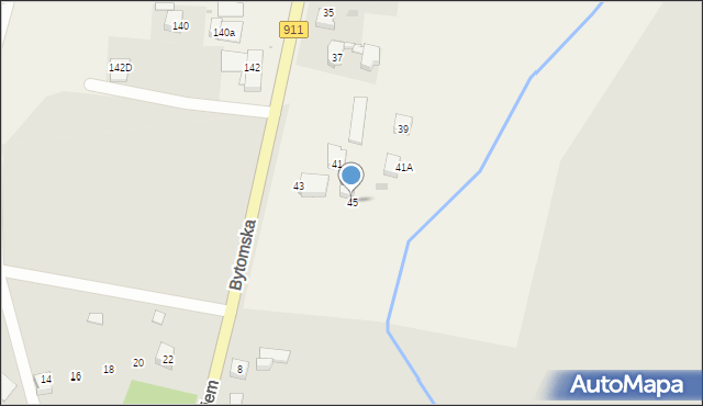 Orzech, Bytomska, 45, mapa Orzech