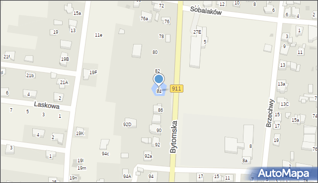 Orzech, Bytomska, 84, mapa Orzech