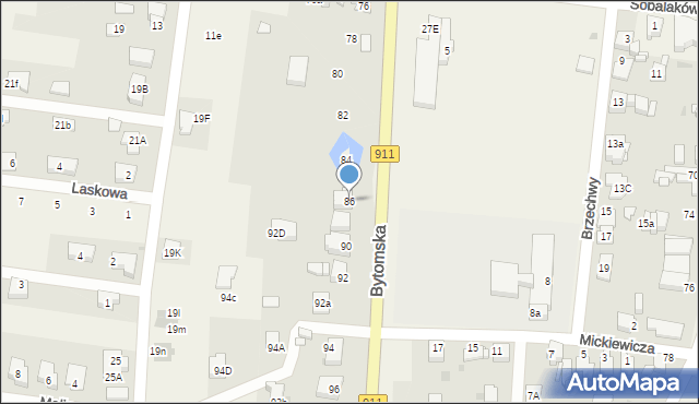 Orzech, Bytomska, 86, mapa Orzech