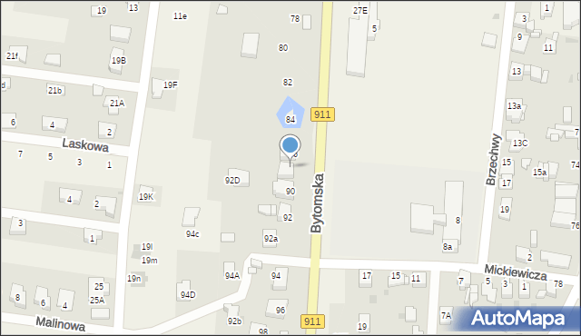 Orzech, Bytomska, 88, mapa Orzech