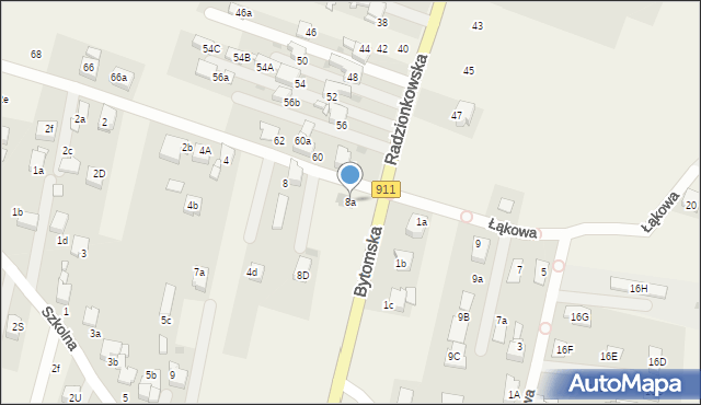 Orzech, Bytomska, 8a, mapa Orzech