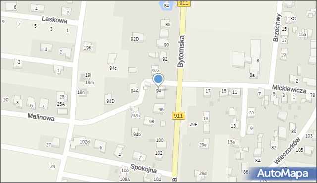 Orzech, Bytomska, 94, mapa Orzech