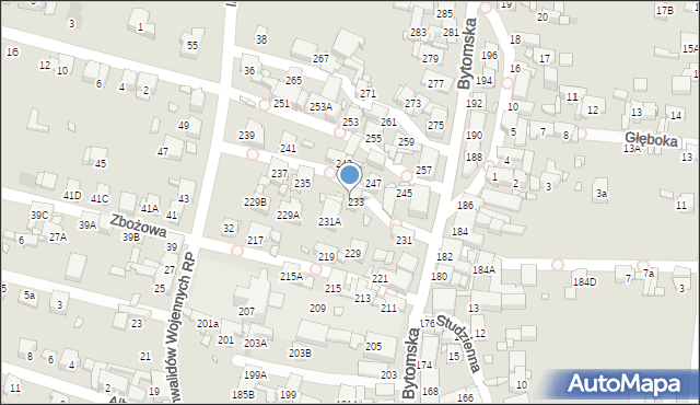 Piekary Śląskie, Bytomska, 233A, mapa Piekary Śląskie