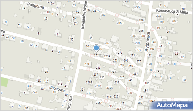 Piekary Śląskie, Bytomska, 251, mapa Piekary Śląskie