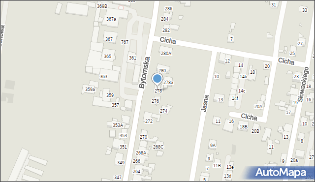 Piekary Śląskie, Bytomska, 278, mapa Piekary Śląskie