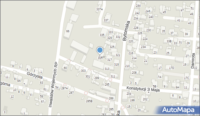 Piekary Śląskie, Bytomska, 315, mapa Piekary Śląskie