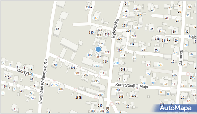 Piekary Śląskie, Bytomska, 317, mapa Piekary Śląskie