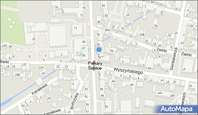 Piekary Śląskie, Bytomska, 74, mapa Piekary Śląskie