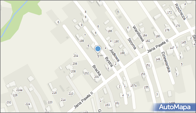 Pietrzykowice, Bystra, 3, mapa Pietrzykowice