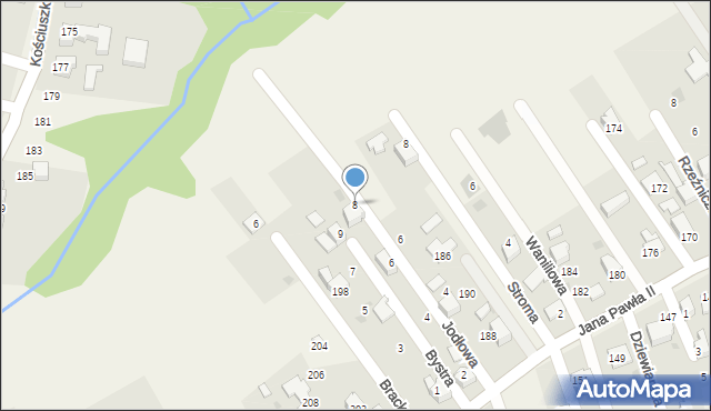 Pietrzykowice, Bystra, 8, mapa Pietrzykowice