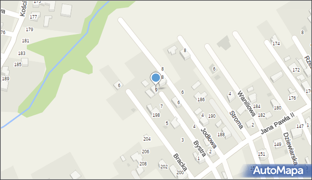 Pietrzykowice, Bystra, 9, mapa Pietrzykowice