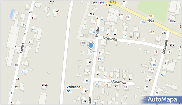 Piotrków Trybunalski, Bystra, 14, mapa Piotrków Trybunalski