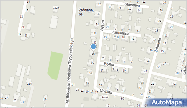 Piotrków Trybunalski, Bystra, 46, mapa Piotrków Trybunalski