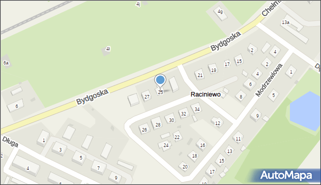 Raciniewo, Bydgoska, 25, mapa Raciniewo