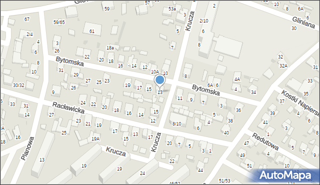 Radom, Bytomska, 13, mapa Radomia