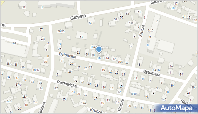 Radom, Bytomska, 16, mapa Radomia