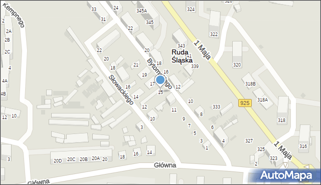 Ruda Śląska, Bytomskiego Karola, 15, mapa Rudy Śląskiej