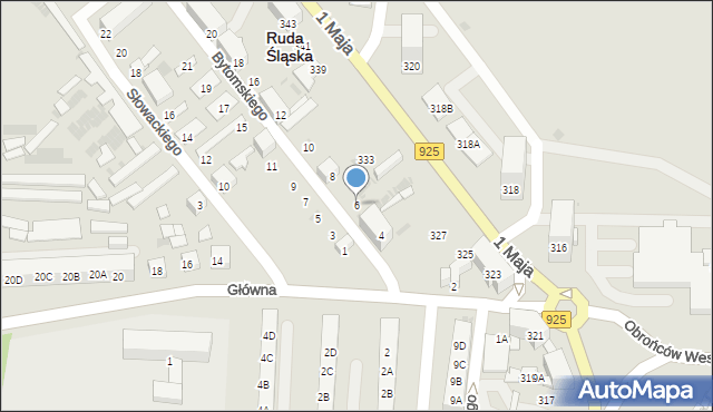 Ruda Śląska, Bytomskiego Karola, 6, mapa Rudy Śląskiej