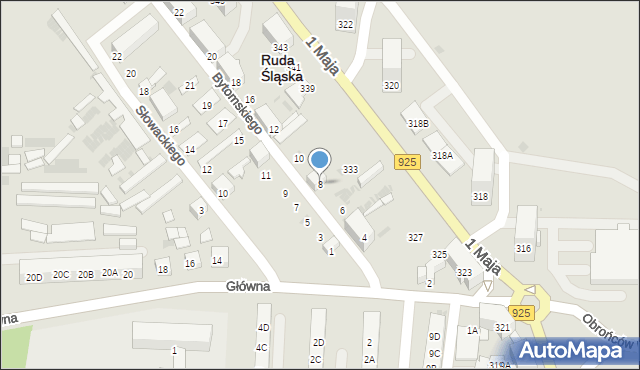 Ruda Śląska, Bytomskiego Karola, 8, mapa Rudy Śląskiej