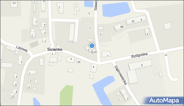 Sicienko, Bydgoska, 5, mapa Sicienko